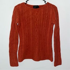 VTG L Pure Cashmere Women's Brick Red 100% Cashmere Cable Knit Crewneck Sweater